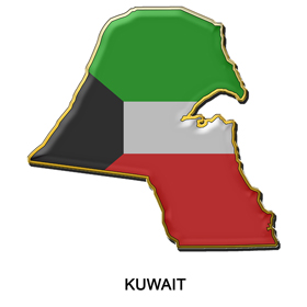 Kuwait Map & Flag square